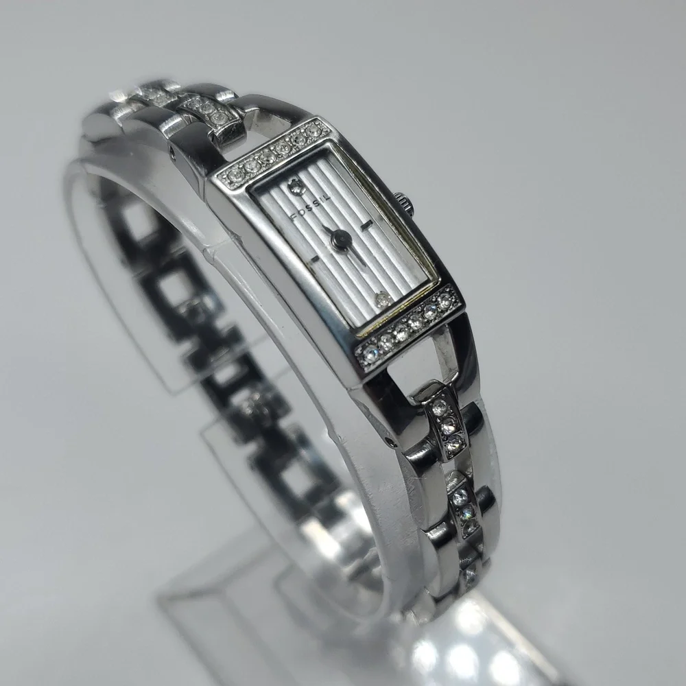 Vintage Fossil F² Watch ES1510 Silver Stainless Steel Watch